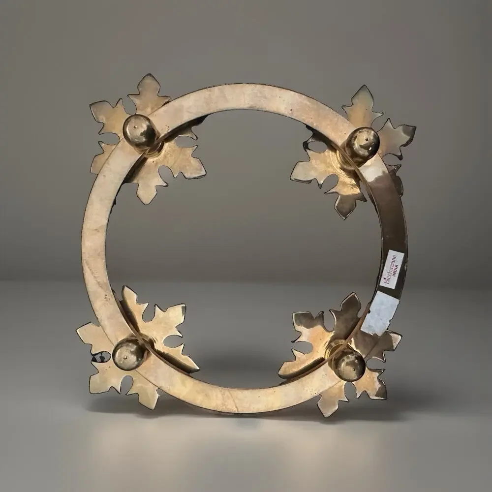 Vintage Biedermann & Sons Brass Snowflake Advent Candle Ring Heavy Candle Holder